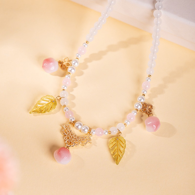 Women-Short-Necklace-Pearl-Pink-Peach-Ming-Style-1 Women Short Necklace Pearl Pink Peach Ming Style