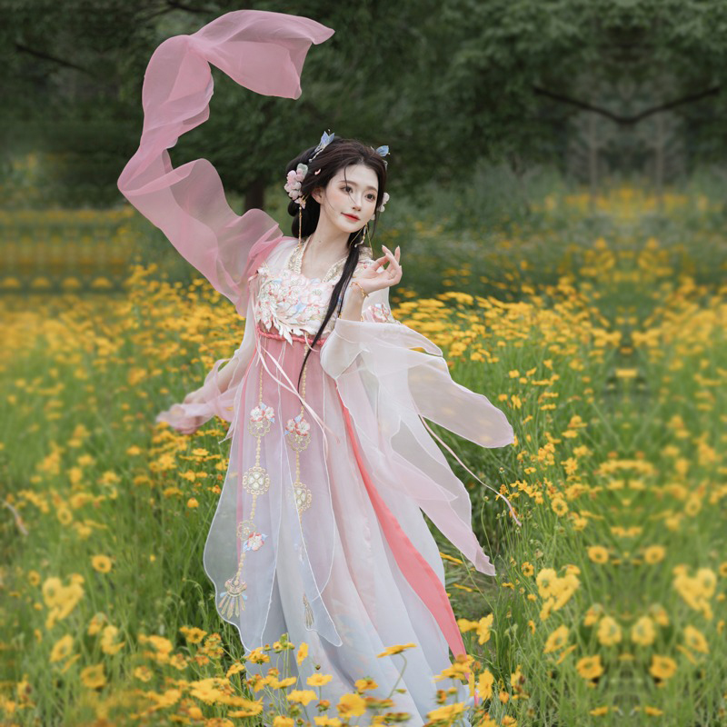 Women-Summer-Qixiong-Hanfu-Suit-Flower-Fairy-Cosplay-Dress-1 Women Summer Qixiong Hanfu Suit Flower Fairy Cosplay Dress