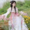 Women-Summer-Qixiong-Hanfu-Suit-Flower-Fairy-Cosplay-Dress-4 Women Summer Qixiong Hanfu Suit Flower Fairy Cosplay Dress