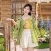 Women-Summer-Seasonal-Hanfu-Round-Neck-Blouse-Green-Clothing-4 Women Summer Seasonal Hanfu Round-Neck Blouse Green Clothing