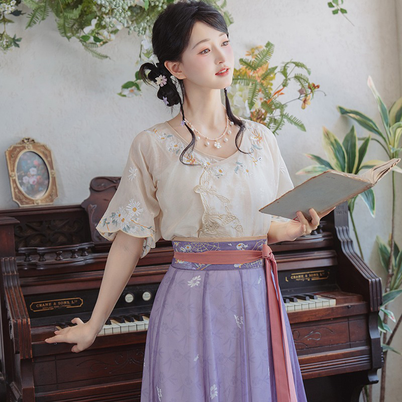 Women-Tang-Dynasty-Summer-Hanfu-Casual-Short-Sleeved-Retro-Clothing-3 Women Tang Dynasty Summer Hanfu Casual Short-Sleeved Retro Clothing