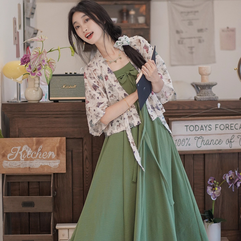 WomenSummer-Casual-Loose-Strapless-Dress-Chest-Length-Hanfu-Set-1 Women Summer Casual Loose Strapless Dress Chest-Length Hanfu Set