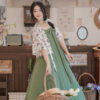 WomenSummer-Casual-Loose-Strapless-Dress-Chest-Length-Hanfu-Set-3 Women Summer Casual Loose Strapless Dress Chest-Length Hanfu Set