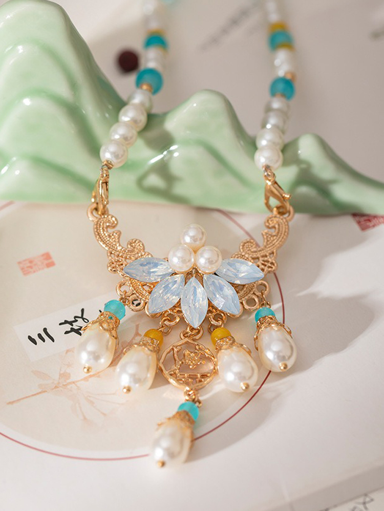 Cheongsam Accessories Pearl Necklace Vintage Yingluo Han Chinese Clothing Collection 