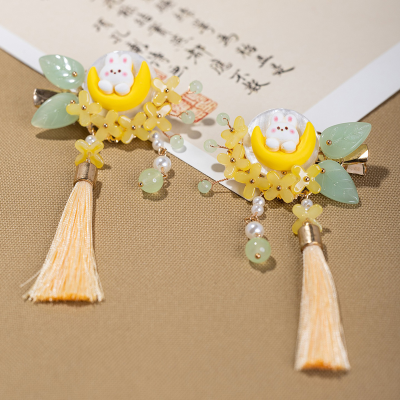 Children-Hair-Accessories-Mid-Autumn-Festival-Cute-Moon-Bunny-Hair-Clips-Hanfu-Cinnamon-Tassel-3 Children Hair Accessories Mid-Autumn Festival Cute Moon Bunny Hair Clips Hanfu Cinnamon Tassel