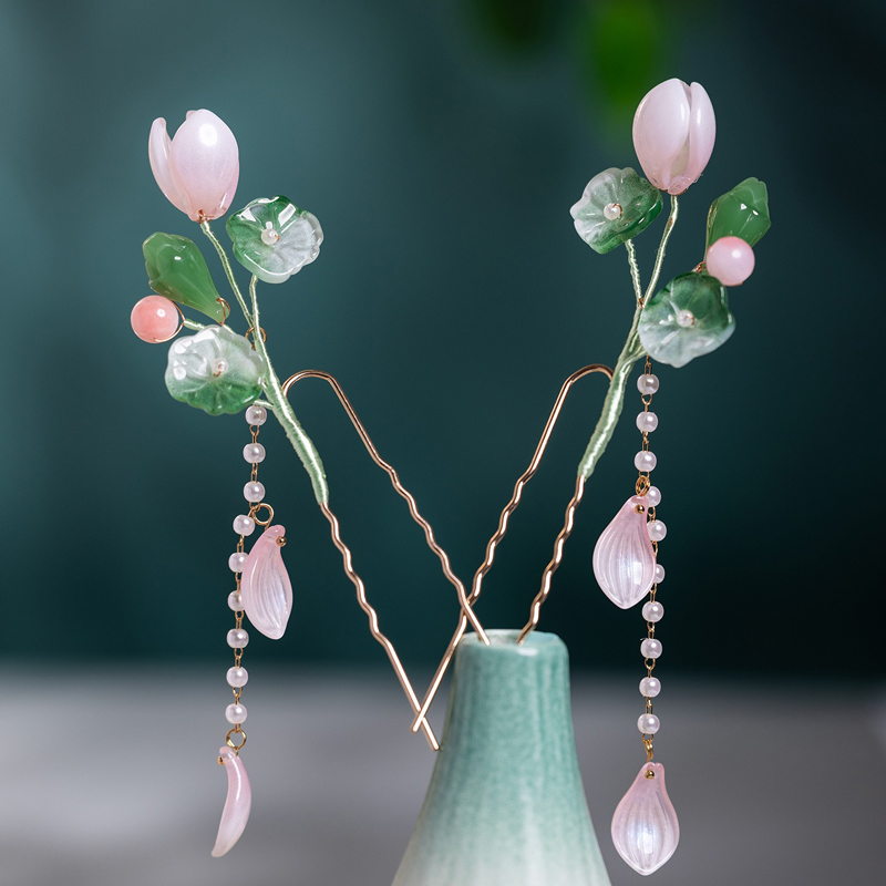 Classical-Hanfu-Hairpin-Lotus-Long-Tassel-Ladies-Hair-Accessories-2 Classical Hanfu Hairpin Lotus Long Tassel Ladies Hair Accessories