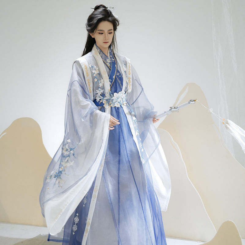 Couple-Style-Wuxia-Inspired-Zhiju-Blue-Handsome-Set-1 Couple Style Wuxia Inspired Zhiju Blue Handsome Set