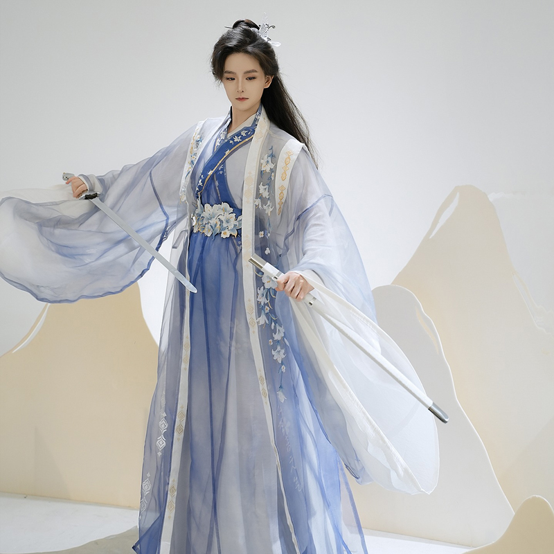 Couple-Style-Wuxia-Inspired-Zhiju-Blue-Handsome-Set-3 Couple Style Wuxia Inspired Zhiju Blue Handsome Set