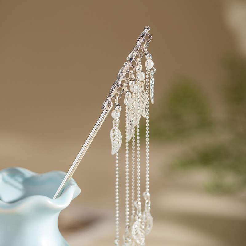 Hanfu-Silver-Hairpin-Classical-Ladies-Tassel-Hair-Accessories-3 Hanfu Silver Hairpin Classical Ladies Tassel Hair Accessories