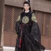 Men-Black-Round-Collar-Robe-Autumn-Tang-Dynasty-Hanfu-Wuxia-Clothing-1 Men Black Round Collar Robe Autumn Tang Dynasty Hanfu Wuxia Clothing