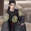 Men-Black-Round-Collar-Robe-Autumn-Tang-Dynasty-Hanfu-Wuxia-Clothing-2 Men Black Round Collar Robe Autumn Tang Dynasty Hanfu Wuxia Clothing
