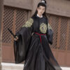 Men-Black-Round-Collar-Robe-Autumn-Tang-Dynasty-Hanfu-Wuxia-Clothing-4 Men Black Round Collar Robe Autumn Tang Dynasty Hanfu Wuxia Clothing