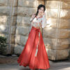 Tang-Dynasty-Casual-hanfu-Women-Red-Long-Skirt-for-Everyday-Wear-2 Tang Dynasty Casual hanfu Women Red Long Skirt for Everyday Wear