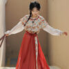 Tang-Dynasty-Casual-hanfu-Women-Red-Long-Skirt-for-Everyday-Wear-4 Tang Dynasty Casual hanfu Women Red Long Skirt for Everyday Wear
