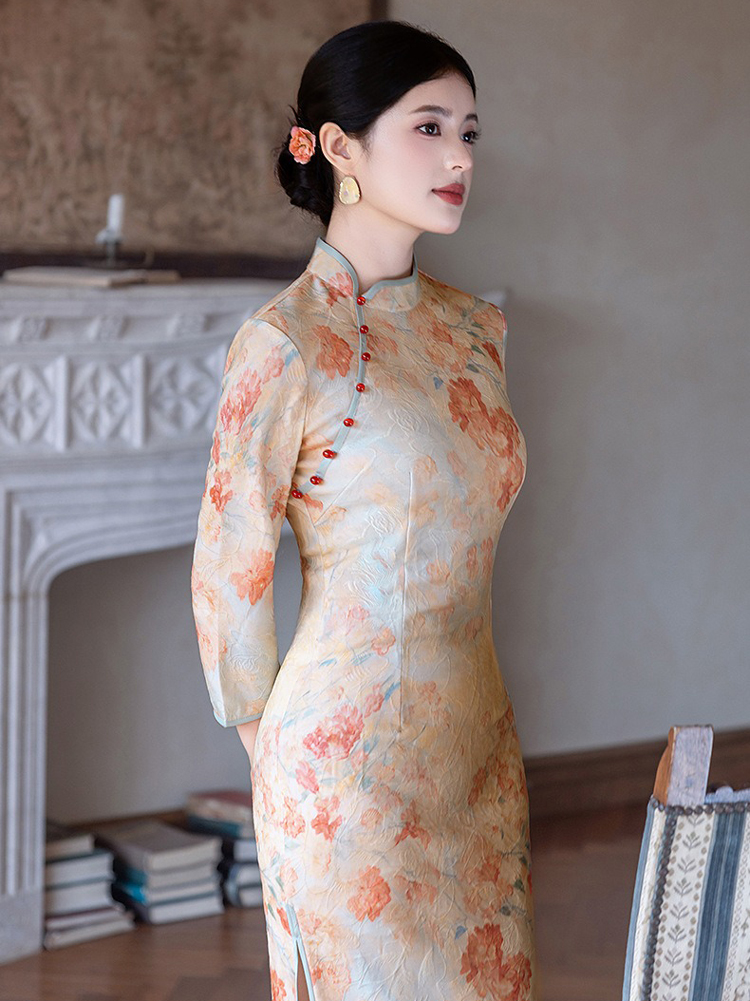 Women Autumn Cheongsam Long Sleeve Daily Qipao Dresses