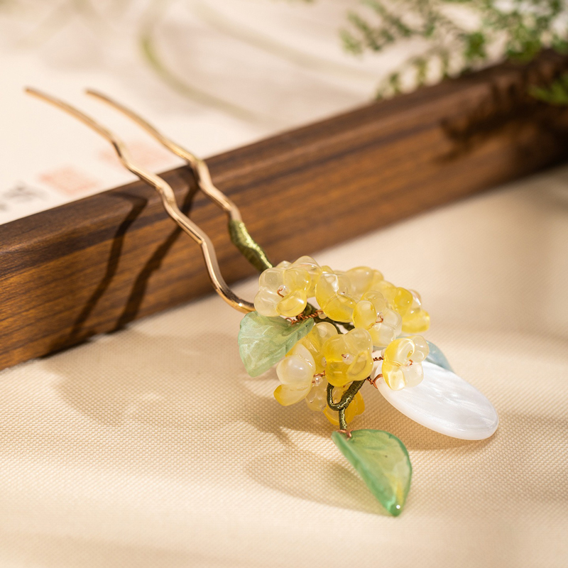 Women-Hanfu-Hairpin-Mid-Autumn-Cinnamon-Flower-Hair-Decoration-2 Women Hanfu Hairpin Mid-Autumn Cinnamon Flower Hair Decoration