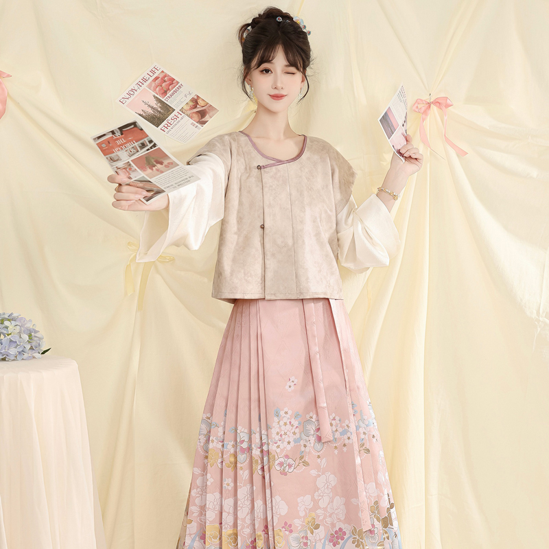 Women-Hanfu-Tang-Dynasty-Beizi-Daily-Maian-Skirt-Cute-Autumn-Attire-1 Women Hanfu Tang Dynasty Beizi Daily Maian Skirt Cute Autumn Attire