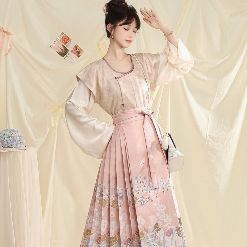 Women-Hanfu-Tang-Dynasty-Beizi-Daily-Maian-Skirt-Cute-Autumn-Attire-2 Women Hanfu Tang Dynasty Beizi Daily Maian Skirt Cute Autumn Attire