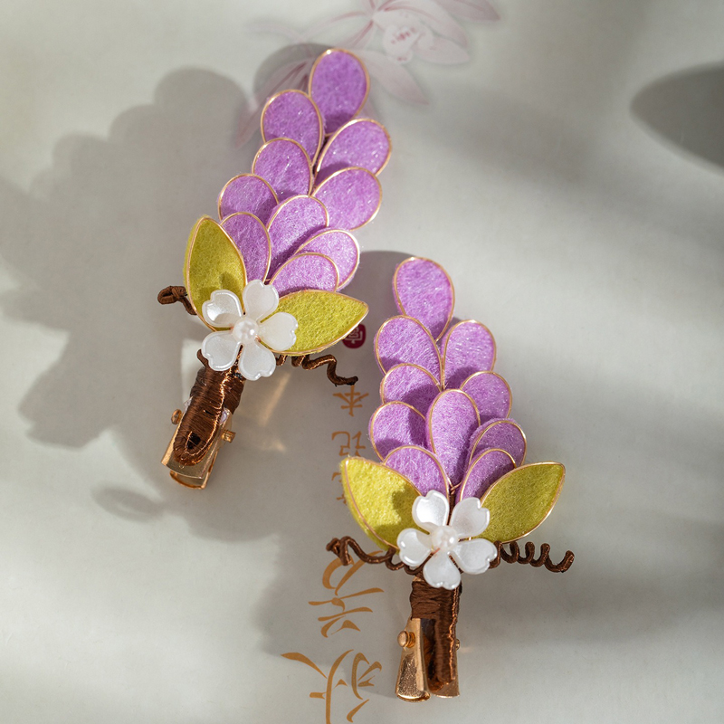 Women-Purple-Hanfu-Headdress-Grape-Velvet-Cloth-Hair-Clip-Cheongsam-Accessories-1 Women Purple Hanfu Headdress Grape Velvet Cloth Hair Clip Cheongsam Accessories