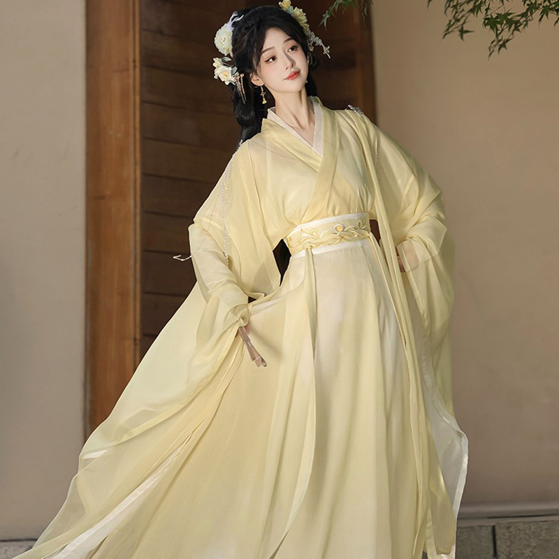 Women-Qiyao-Ruqun-Solid-Color-Classical-Hanfu-Costume-Set-3 Women Qiyao Ruqun Solid-Color Classical Hanfu Costume Set