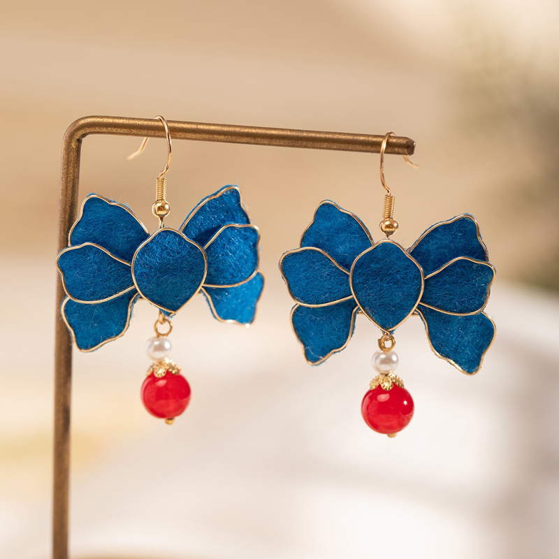 Blue-Velvet-Earrings-Retro-Floral-Women-Cheongsam-Ear-Accessories-2 Blue Velvet Earrings Retro Floral Women Cheongsam Ear Accessories