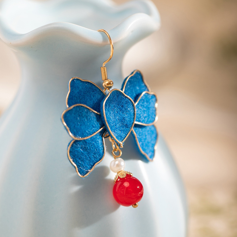 Blue-Velvet-Earrings-Retro-Floral-Women-Cheongsam-Ear-Accessories-3 Blue Velvet Earrings Retro Floral Women Cheongsam Ear Accessories