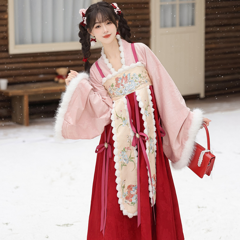 Chinese-New-Year-Women-Hanfu-Tang-Dynasty-Style-Winter-Waist-Length-Everyday-Wear-3 Chinese New Year Women Hanfu Tang Dynasty Style Winter Waist-Length Everyday Wear
