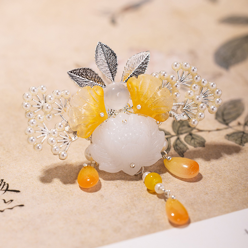 Hanfu-Headpiece-Small-Hair-Crown-with-Tassels-Ancient-Style-Hair-Accessory-Retro-Cheongsam-Accessories-2 Hanfu Headpiece Small Hair Crown with Tassels Ancient-Style Hair Accessory Retro Cheongsam Accessories