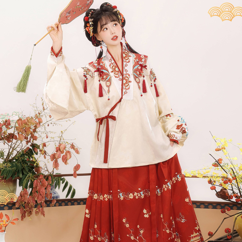 Ming-Dynasty-Women-Hanfu-Winter-Aoqun-New-Style-Maian-Skirt-1 Ming Dynasty Women Hanfu Winter Aoqun New Style Maian Skirt