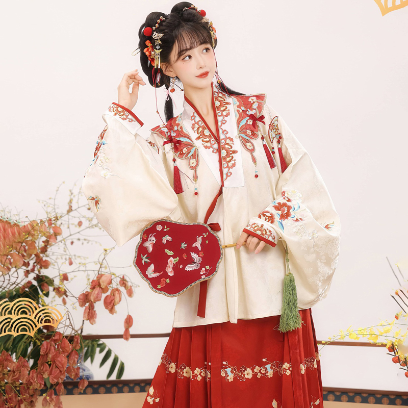 Ming-Dynasty-Women-Hanfu-Winter-Aoqun-New-Style-Maian-Skirt-2 Ming Dynasty Women Hanfu Winter Aoqun New Style Maian Skirt