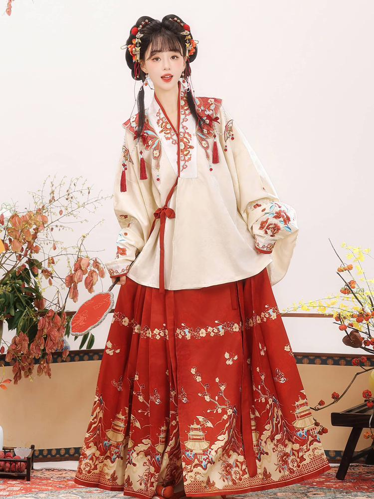 Ming Dynasty Women Hanfu Winter Aoqun New Style Maian Skirt