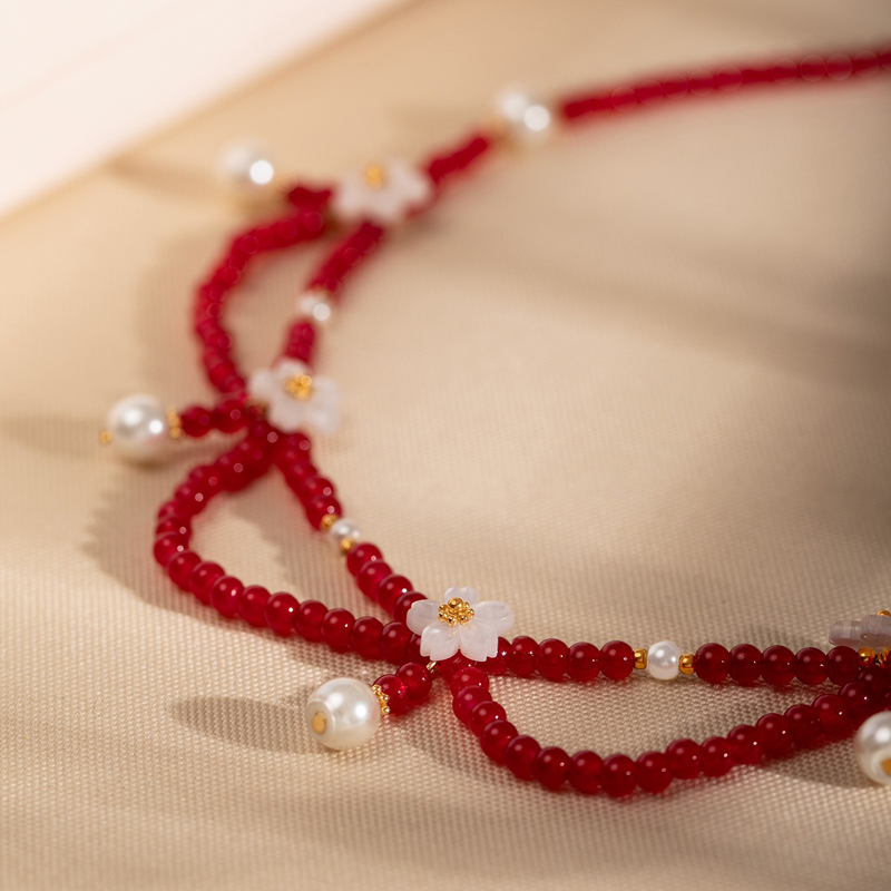 Retro-Red-Necklace-Hanfu-Yingluo-Double-Layer-Versatile-Accessory-2 Retro Red Necklace Hanfu Yingluo Double-Layer Versatile Accessory