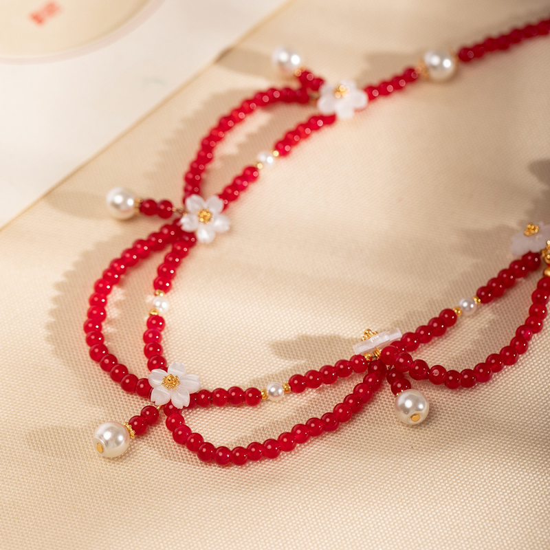 Retro-Red-Necklace-Hanfu-Yingluo-Double-Layer-Versatile-Accessory-3 Retro Red Necklace Hanfu Yingluo Double-Layer Versatile Accessory