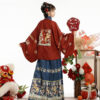 Traditional-Ming-Dynasty-Hanfu-Women-Mamian-Skirt-Vintage-Ensemble-4 Women Winter Hanfu Ming Dynasty Short Bijia Top with Butterfly Skirt Set
