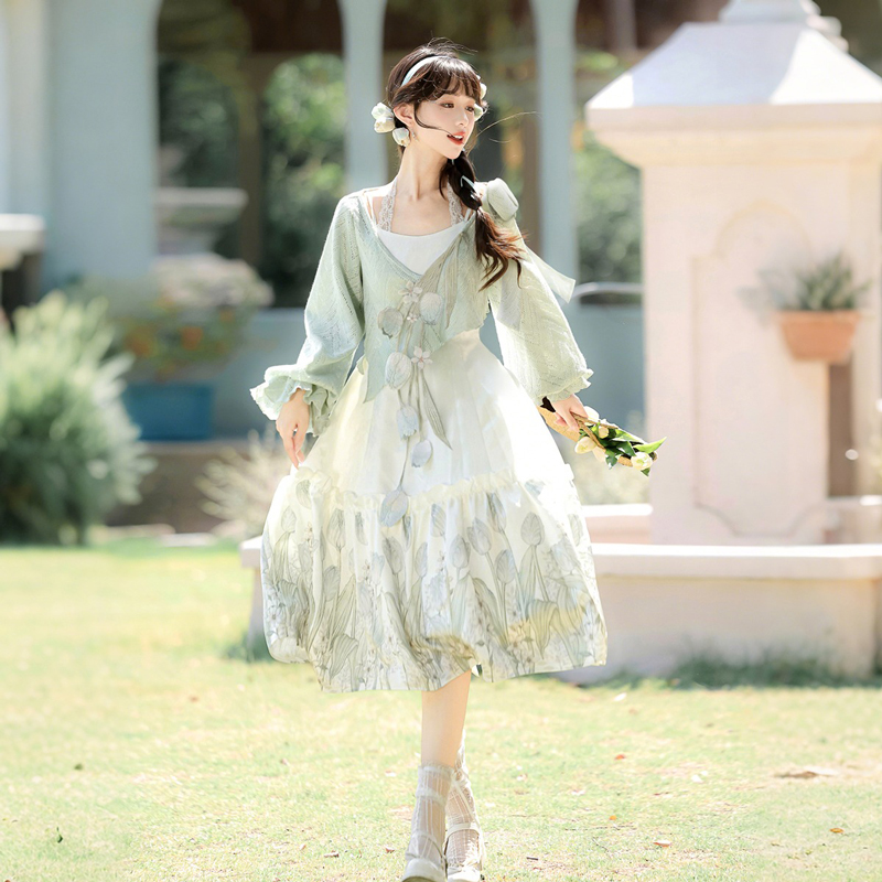 Women-Autumn-New-Style-Hanfu-Inspired-Dress-Set-with-Modified-Han-Elements-1 Women Autumn New Style Hanfu-Inspired Dress Set with Modified Han Elements