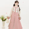 Women-Winter-Hanfu-Long-Length-Ming-Dynasty-Style-Hanfu-in-Pink-Bijia-4 Women Winter Hanfu Long-Length Ming Dynasty-Style Hanfu in Pink Bijia