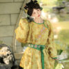 Autumn-Tang-Dynasty-Women-Hanfu-Round-Neck-Robe-Cute-Yellow-Daily-Set-1 Autumn Tang Dynasty Women Hanfu Round Neck Robe Cute Yellow Daily Set