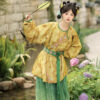 Autumn-Tang-Dynasty-Women-Hanfu-Round-Neck-Robe-Cute-Yellow-Daily-Set-3 Autumn Tang Dynasty Women Hanfu Round Neck Robe Cute Yellow Daily Set
