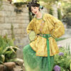 Autumn-Tang-Dynasty-Women-Hanfu-Round-Neck-Robe-Cute-Yellow-Daily-Set-4 Autumn Tang Dynasty Women Hanfu Round Neck Robe Cute Yellow Daily Set