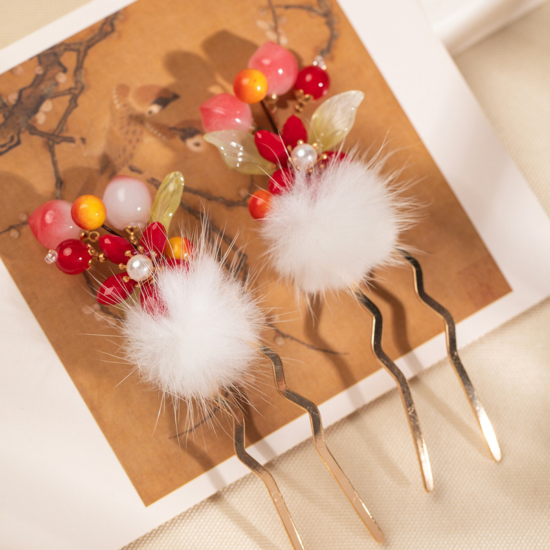 Children-Hanfu-Hair-Ornaments-Peach-Hairpins-in-Retro-Cute-Style-1 Children Hanfu Hair Ornaments Peach Hairpins in Retro Cute Style