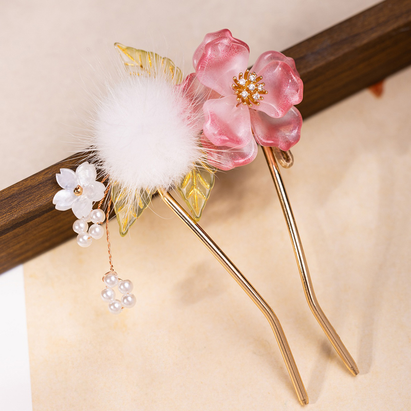 Ethereal-Pink-Floral-Hairpin-Tang-Dynasty-Style-Hanfu-Hair-Accessory-1 Ethereal Pink Floral Hairpin Tang Dynasty Style Hanfu Hair Accessory