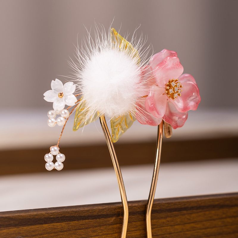 Ethereal-Pink-Floral-Hairpin-Tang-Dynasty-Style-Hanfu-Hair-Accessory-2 Ethereal Pink Floral Hairpin Tang Dynasty Style Hanfu Hair Accessory