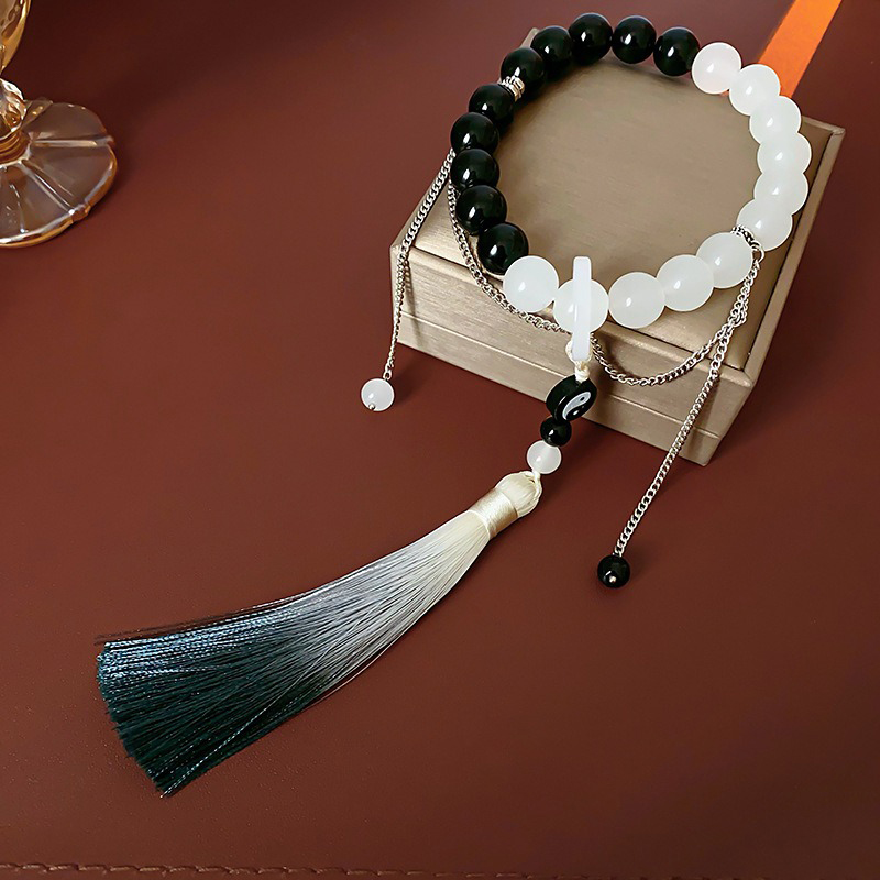 Traditional-Jewelry-Black-and-White-Tassel-Women's-Vintage-Bracelet-2 Traditional Jewelry Black-and-White Tassel Women's Vintage Bracelet