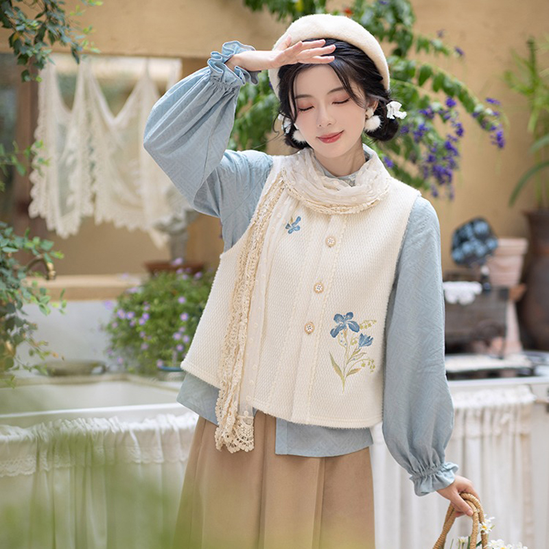 Women-Autumn-Bijia-Hanfu-Set-Stand-Collar-Shirt-Set-1 Women Autumn Bijia Hanfu Set Stand-Collar Shirt Set