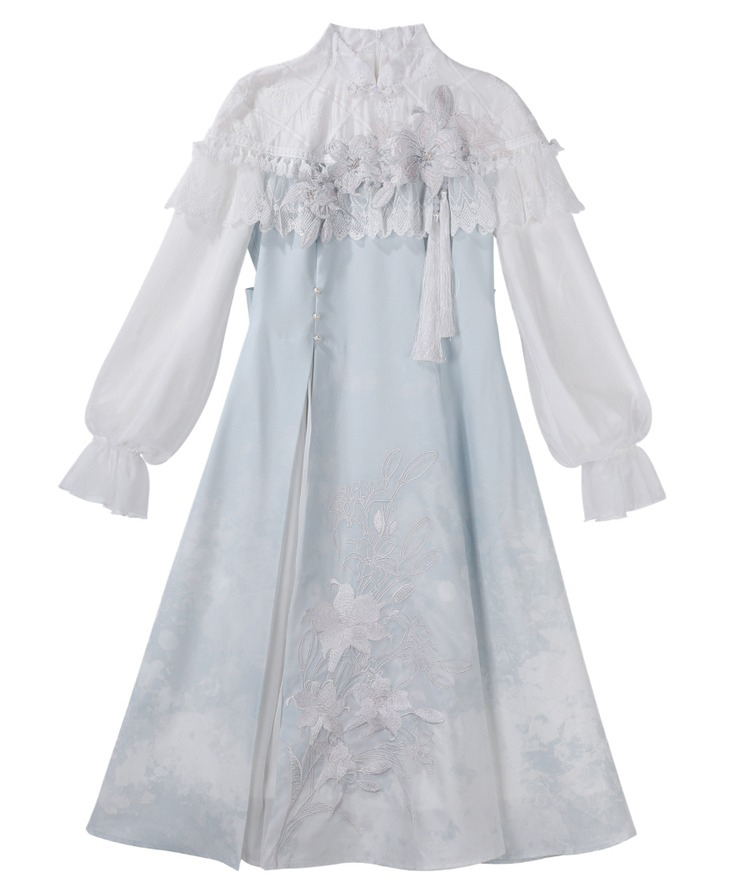 Women Autumn Hanfu Han Element Lily Long-Sleeve Dress