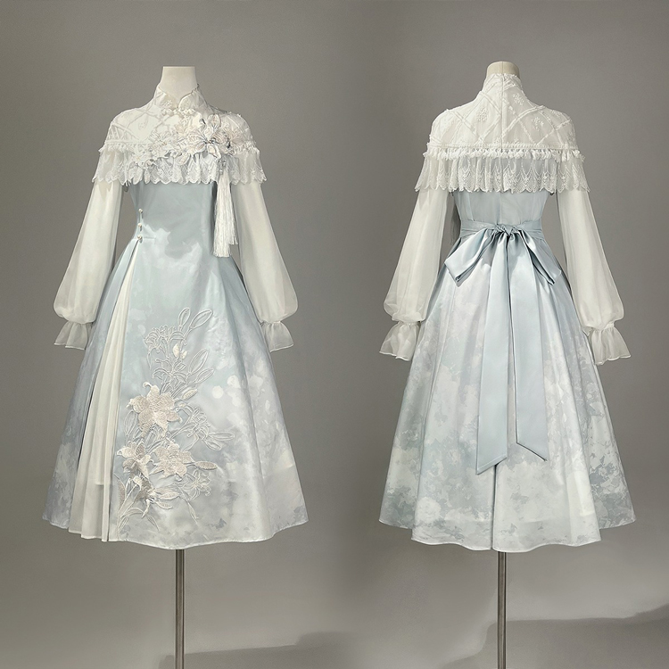 Women Autumn Hanfu Han Element Lily Long-Sleeve Dress