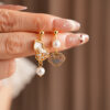 Women-Exquisite-Earrings-Peace-Lock-Niche-Pearl-Ear-Accessories-3 Women Exquisite Earrings Peace Lock Niche Pearl Ear Accessories