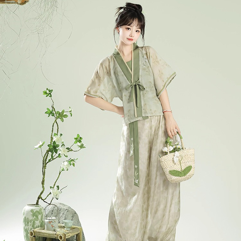 Women-Fresh-Summer-Hanfu-Jasmine-Tang-Dynasty-Style-1 Women Fresh Summer Hanfu Jasmine Tang Dynasty Style