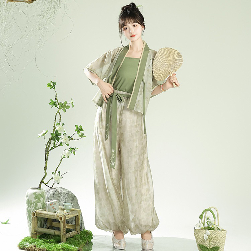 Women-Fresh-Summer-Hanfu-Jasmine-Tang-Dynasty-Style-2 Women Fresh Summer Hanfu Jasmine Tang Dynasty Style