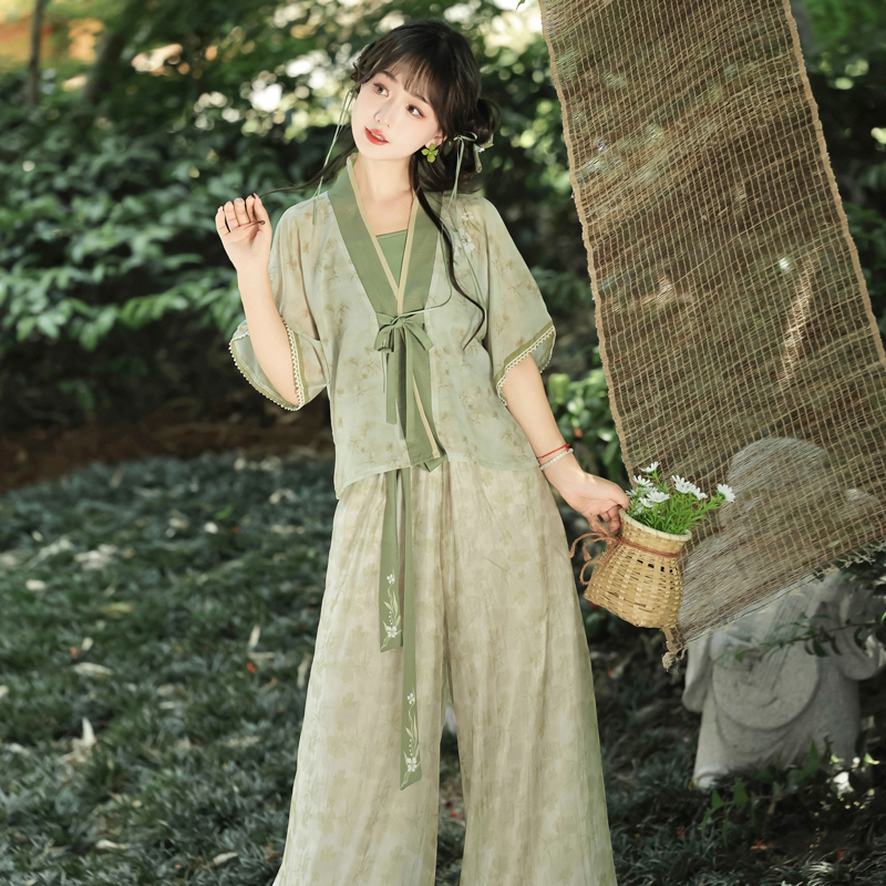 Women-Fresh-Summer-Hanfu-Jasmine-Tang-Dynasty-Style-4 Women Fresh Summer Hanfu Jasmine Tang Dynasty Style